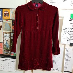 GAP dress Large crushed velvet velour ribbon tie back Peter Pan collar holiday
